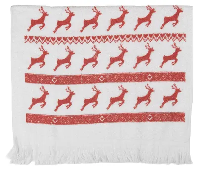 Produktbild von Clayre & Eef Gästehandtuch 40x66 cm Weiß Baumwolle Hirsch