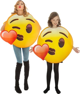 Emoji Kostüm Kuss zuwerfendes Gesicht Kussmund für Teenager und Erwachsene von Vorne