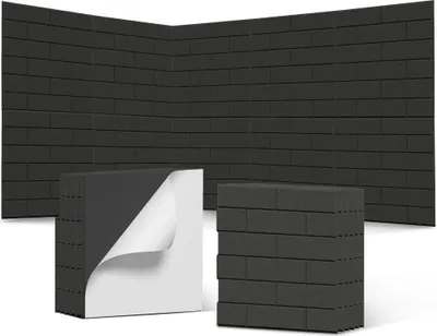 Obrázek produktu pro JOIEYOU 12 kusů čtvercových samolepicích akustických panelů 30x30cm zvukově izolační stěnové panely z polyesterových vláken Akustické stěnové panely pro studio kancelář ložnici (černé)