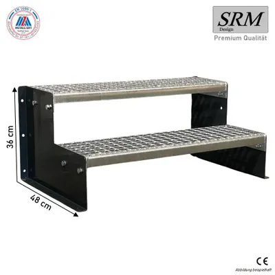 Produktbild von 2 Stufen Standtreppe Modell 2 freistehend anthrazit Treppe Stahltreppe Tritthöhe 18 cm, Breite 60 cm, Höhe 36 cm ohne Geländer