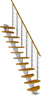 Produktbild von Dolle Mittelholmtreppe Berlin Eiche, geölt 64 cm breit für Geschosshöhen 259 – 315 cm UK Metall Perlgrau inkl. einseitigem Designgeländer