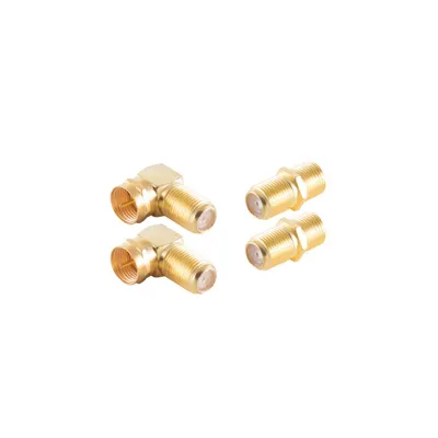 Produktbild von shiverpeaks ®-BASIC-S--Adapter-SET, 2x F-Winkeladapter, F-Stecker/ F-Buchse + 2 x F-Doppelbuchse, vergoldet (BS15-301014)