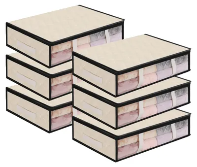 Unterbett-Organizer 6er-Set, faltbar, mit Sichtfenster, 60x45x15 cm