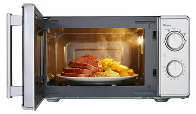 Image de Zimilo Micro-ondes avec Boutons Rotatifs Intuitifs, Fonction Décongélation Précise, Revêtement Facile à Nettoyer et Sécurité Anti-Surchauffe, Argent