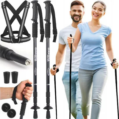 Produktbild von Nordic-Walking- und Trekkingstöcke Anti-Shock 3 Segmente + reflektierende Gurte Alu