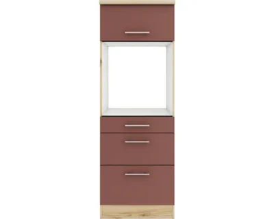Produktbild von Optifit Backofenhochschrank mit Auszügen Bari407 BxTxH 60 x 60 x 174,4 cm rostrot matt zerlegt Anschlag reversibel KUBA