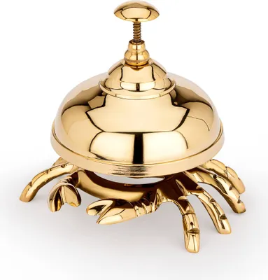 Produktbild von Maritim Tresenglocke Krabbe aus massiv Messing gold 9cm hoch Tischglocke