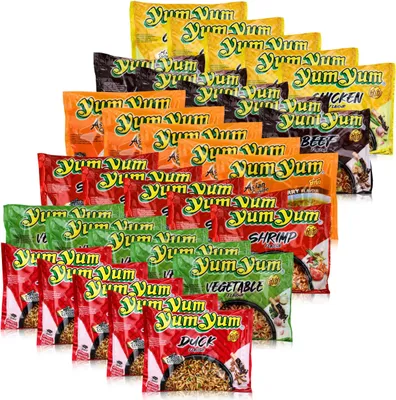 Produktbild von Yum Yum Instant Nudeln Ente, Huhn, Rind, Curry, Gemüse & Shrimp je 5x60g