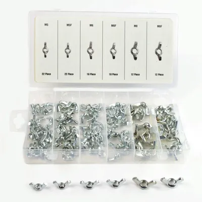 Produktbild von Flügelmuttern Kunststoff Sortimentbox 100tlg. verzinkte Flügel Muttern