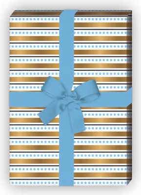 Produktbild von Grafisches Streifen Geschenkpapier mit Punkten, hellblau - G7690, 32 x 48cm