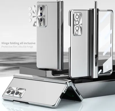 Produktbild von Galaxy Z Fold4 Hülle, Magnet Scharnierschutz Stifthalter, Überzug PC Kratzfest Schutzhülle mit Linsenfolie, Displayschutz für Samsung Galaxy Z Fold 4 5G