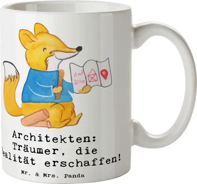 Produktbild von Mr. & Mrs. Panda Kaffeebecher Architekt Träumer - Weiß - Geschenk, ästhetisch, Pott, Kaffeetasse, kreative Geschenke, Berufe, Becher, Kreativität, personalisierte, Beruf