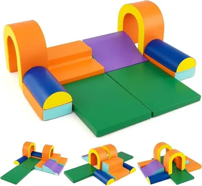 Imagen del producto de 10 bloques blandos, bloques de espuma, bloques gigantes para escalar, gatear y deslizarse, bloques grandes para niños a partir de 1 año (naranja)