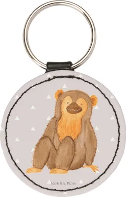 Produktbild von Mr. & Mrs. Panda Anhänger Affe - Grau Pastell - Geschenk, Selbstliebe, Wildtiere, Motivation, Liebe, Affen, schlüsselring, Taschenanhänger, Schlüsselanhänger, schlüssel