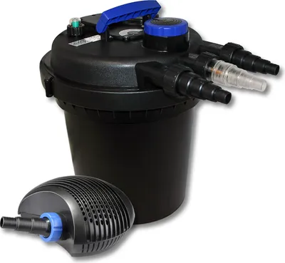 Produktbild von SunSun Komplettset: CPF-180 Teichdruckfilter bis 6000 L Teichfilteranlage mit 11 Watt UV-C Teichklärer, CTF-6000 SuperECO Teichpumpe 6000l/h 40W