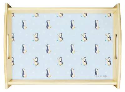 Produktbild von Mr. & Mrs. Panda Tablett Pinguin marschieren - Blau - Geschenk, Bruder, Dekotablett, Spazieren, Deko, Serviertablett, holz, Stolz, Sofa, Familie