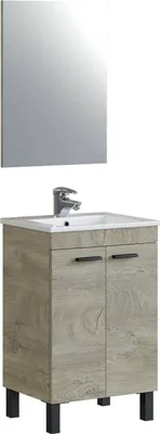 Immagine prodotto di Dmora Mobile Sottolavabo Almenia 80x50x40h cm Marrone Rovere, Specchio Incluso un Cassetto