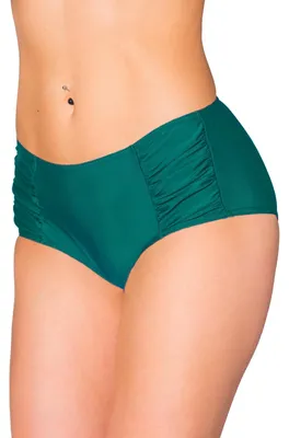 Produktbild von Aquarti Damen Bikinihose Hotpants mit seitlichen Raffungen, Farbe: Smaragdgrün, Größe: 42