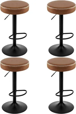Produktbild von EUGAD 4 x Barhocker drehbar, höhenverstellbar, Metall, Kunstleder, Braun
