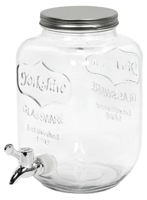 Immagine prodotto di Distributore di succhi e bevande in vetro, contenitore con rubinetto, serbatoio d'acqua, contenitore d'acqua, contenitore d'acqua con rubinetto