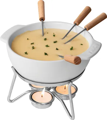 Produktbild von Boska Fondueset Party - Käsefondue - Fondue set - Fondue mit Brennpaste - Mit Teelicht - 750 ml - Keramik Fondue topf - Weiß