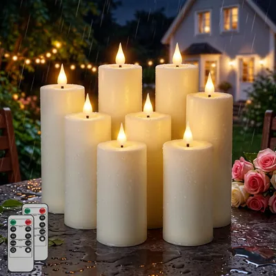 Produktbild von Ketom LED Kerzen Flackernde Flamme, LED Kerzen Outdoor mit Timer, 8 Stück