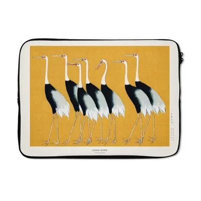 Produktbild von MuchoWow® Laptop Hülle 13 Zoll Vögel - Tiere - Schwarz - Weiß - Gelb Laptoptasche - Laptophülle - Sleeve - Rundumschutz