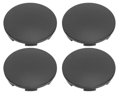Image de 4 cache-moyeu de roue, universels, pour remplacer les pièces manquantes, compatibles avec la plupart des voitures. Diamètre extérieur : 68 mm, diamètre intérieur : 62 mm. Couleur : noir