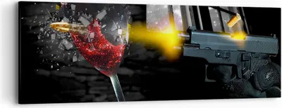 Produktbild von Bild auf Leinwand - Leinwandbild - Waffe Kugel Glas Rebe - 90x30cm - Wand Bild - Wanddeko - Leinwanddruck - Bilder - Kunstdruck - Wanddekoration - Leinwand bilder - Wandkunst - AB90x30-0309