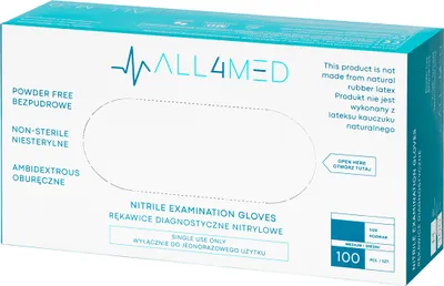 Zdjęcie produktu dla All4med jednorazowe r?kawice diagnostyczne nitrylowe czarne L