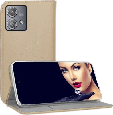 Produktbild von Bookstyle Schutzhülle Klapphülle Schutztasche Etui Cover für Motorola Edge 40 Neo (XT2307-1, 6.55'') - Gold