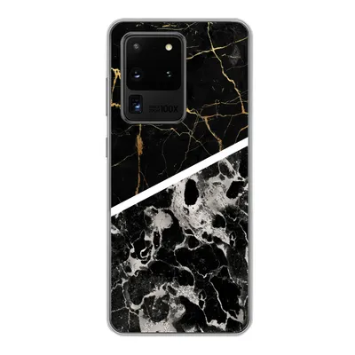 Produktbild von MuchoWow® Handyhülle Schutzhülle Hülle für Samsung Galaxy S20 Ultra Marmor - Gold - Luxus Silikon Softcase Handy Hülle - Karteninhaber