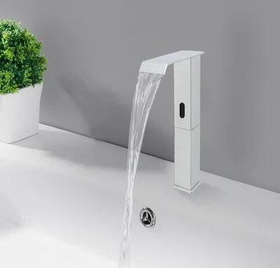 Produktbild von Automatischer Wasserhahn mit Infrarotsensor Waschbecken Einhebel Mischbatterie Waschtischarmatur (silber) für Küche Bad