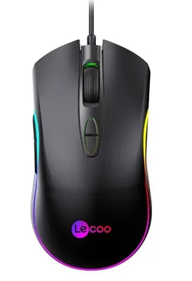 Produktbild von Lecoo MS108 Gaming Maus Kabelgebunden USB RGB 6400 DPI 7 Tasten Schwarz