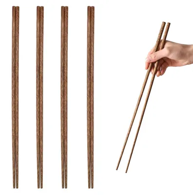 Lange Essstäbchen, 4 Paar, 38 cm, Holz, zum Kochen