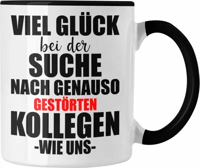 Produktbild von Trendation - Jobwechsel Tasse Geschenk Kollegin Kollege Lustig Abschiedsgeschenk Sprüche - Gestörte Kollegen (Schwarz)