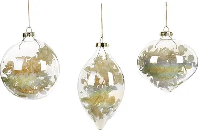 Produktbild von Goodwill Weihnachtskugel Glas-Trockenblume Weiß 10 cm Sonderangebot sortiert pro 3 Stück