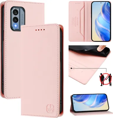 Produktbild von Lederhülle für Nokia X30 5G Hülle Flip Brieftasche Kartenfächern Ständer Schutzhülle Pink