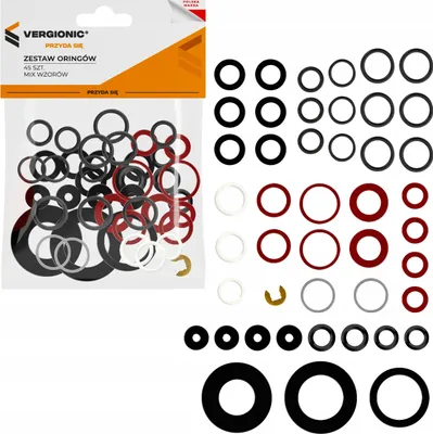 Immagine prodotto di Set di o-ring 45 pezzi di guarnizioni in gomma, plastica e metallo