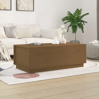 Zdjęcie produktu dla Maison Exclusive – stolik kawowy w kolorze miodowo-brązowym 100 x 50 x 35 cm, lite drewno sosnowe