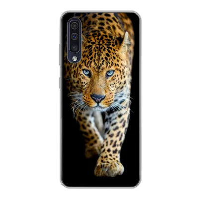 Produktbild von MuchoWow® Handyhülle Schutzhülle Hülle für Samsung Galaxy A30s Leopard - Tiere - Porträt - Wildtiere - Schwarz Silikon Softcase Handy Hülle - Karteninhaber