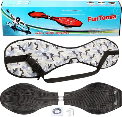 Produktbild von FunTomia® Waveboard mit LED Rollen & Tragetasche Carbon - 2877