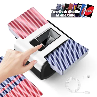 Produktbild von Geräuscharmer & wiederaufladbarer Kartenmischer für 2 Kartensätze, 2000 mAh, automatischer elektrischer Mischer für Kartenspiele, Texas Hold'em poker