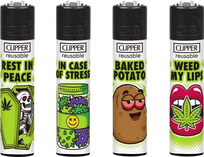 Zdjęcie produktu dla Zestaw 4 zapalniczek Clipper®: Slogan Weed 12