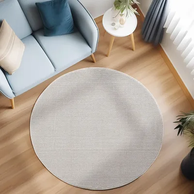Imagen del producto de Ayyildiz Alfombras modernas y de diseño Crema 120 cm redondo Alfombra de bucle, suave y moderna, para salón, dormitorio y salón, 7 mm,