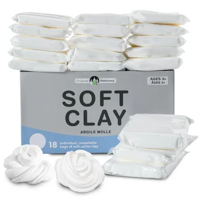 Imagen del producto de Arcilla para modelar XL - Arcilla blanca de 1800 g - Material para manualidades creativas - Textura suave - Apta para niños - Fácil de moldear
