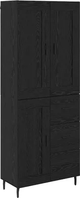 Image de Haut Armoire 2 pcs Chêne noir 69,5 x 34 x 180 cm