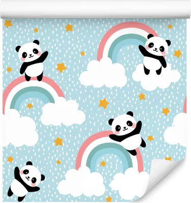 Obrázek produktu pro 10m VLIES TAPETE Roll Dětský pokoj Pandy Rainbow XXL