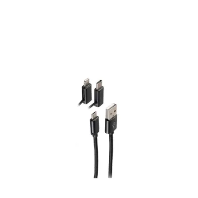Produktbild von shiverpeaks BS14-50068, 1 m, USB A, USB C/Micro-USB B/Lightning, 480 Mbit/s, Schwarz