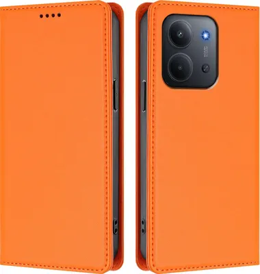 Produktbild von Handyhülle für Xiaomi Redmi 15C 5G/4G, Kunstleder Klapphülle Stoßfeste Magnetische Hülle mit Ständer Orange